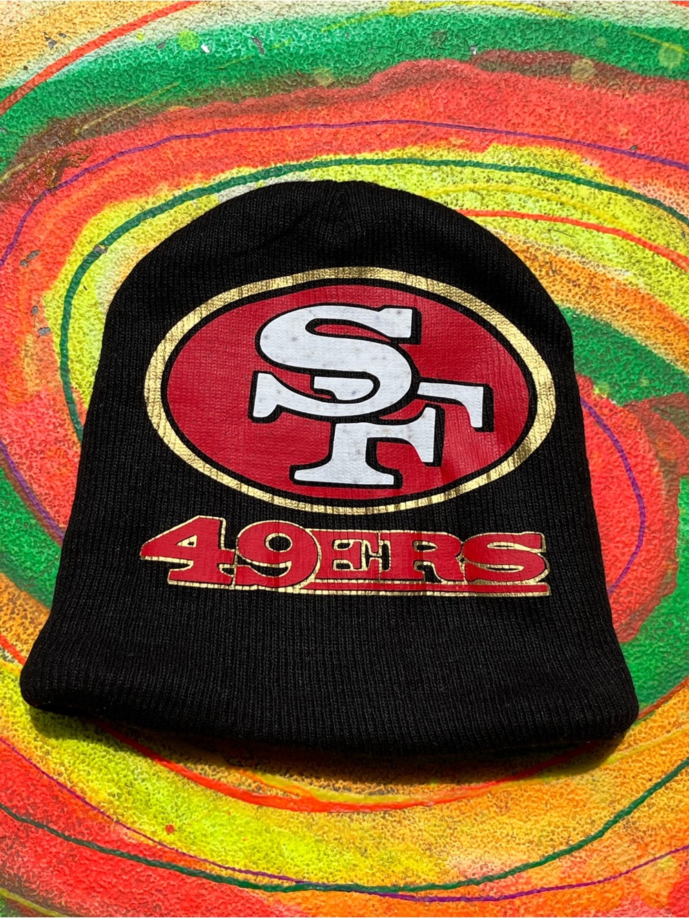 San Francisco 49ers vintage Black Knit Beanie NFL football sports streetwear